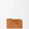 Puzzle coin cardholder in supple grained calfskin Light Canyon Brown