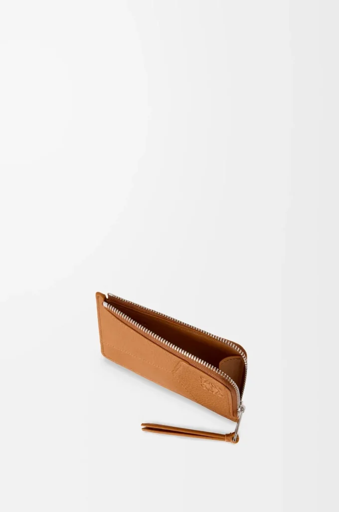 Puzzle coin cardholder in supple grained calfskin Light Canyon Brown