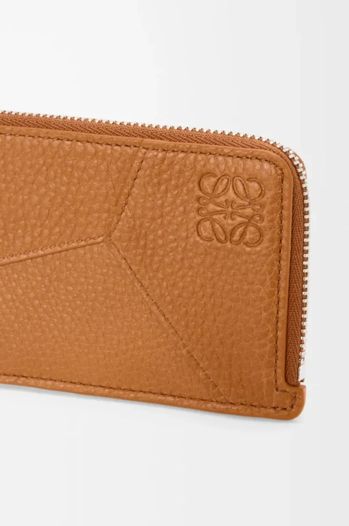 Puzzle coin cardholder in supple grained calfskin Light Canyon Brown