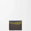 Puzzle plain cardholder in classic calfskin Olive/Dark Brown