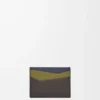Puzzle plain cardholder in classic calfskin Olive/Dark Brown