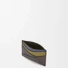 Puzzle plain cardholder in classic calfskin Olive/Dark Brown