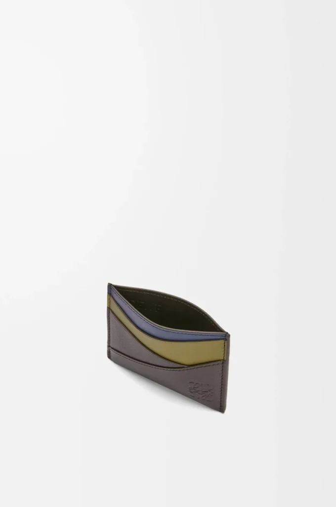Puzzle plain cardholder in classic calfskin Olive/Dark Brown