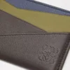 Puzzle plain cardholder in classic calfskin Olive/Dark Brown