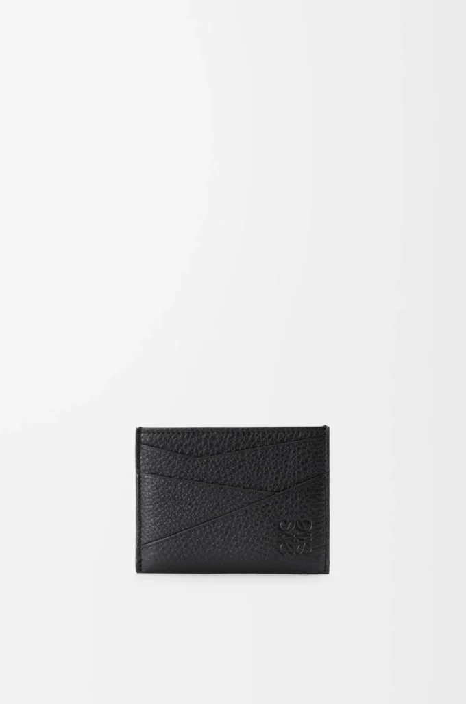 Puzzle plain cardholder in supple grained calfskin Black