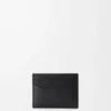 Puzzle plain cardholder in supple grained calfskin Black