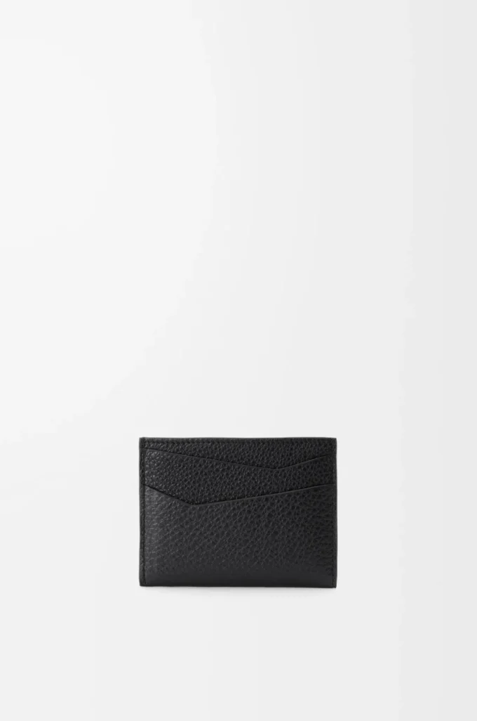 Puzzle plain cardholder in supple grained calfskin Black