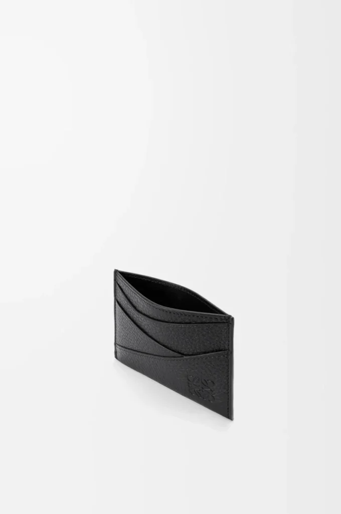 Puzzle plain cardholder in supple grained calfskin Black