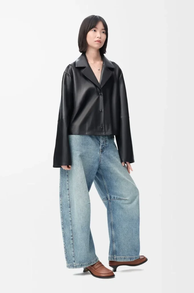 Pyjama blouse in nappa lambskin Black Pyjama blouse in nappa lambskin Black