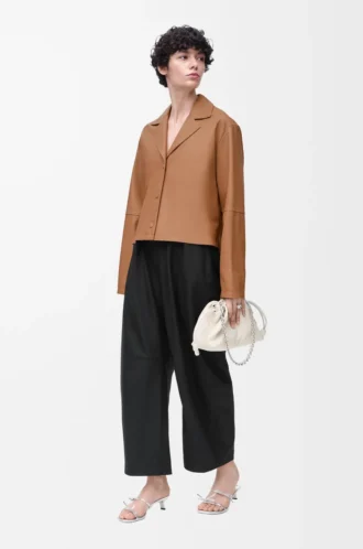 Pyjama blouse in nappa lambskin Toffee
