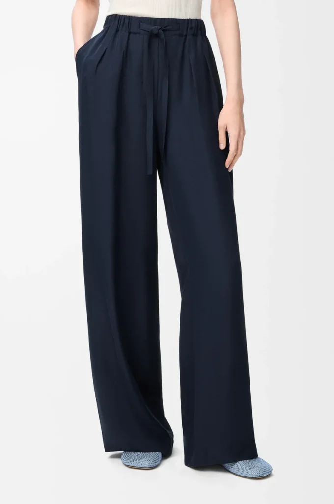 Pyjama trousers in silk Navy Blue Pyjama trousers in silk Navy Blue