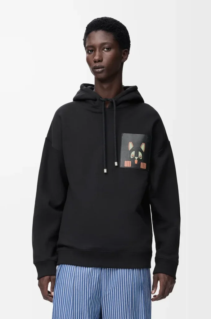 Relaxed fit hoodie in cotton Black