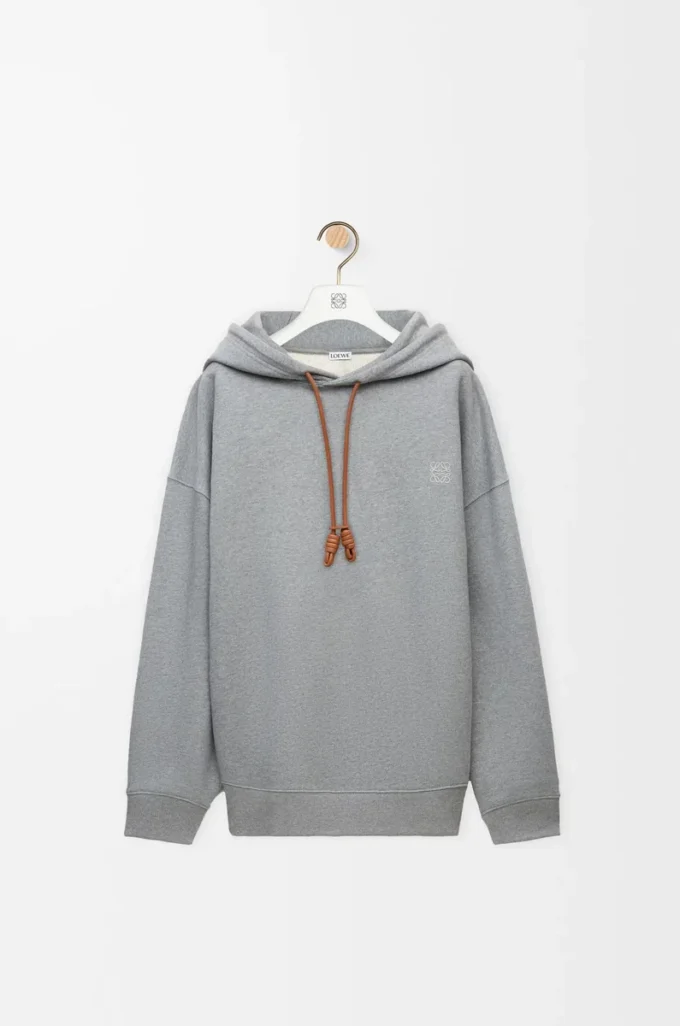 Relaxed fit hoodie in cotton Grey Melange