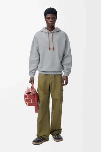 Relaxed fit hoodie in cotton Grey Melange