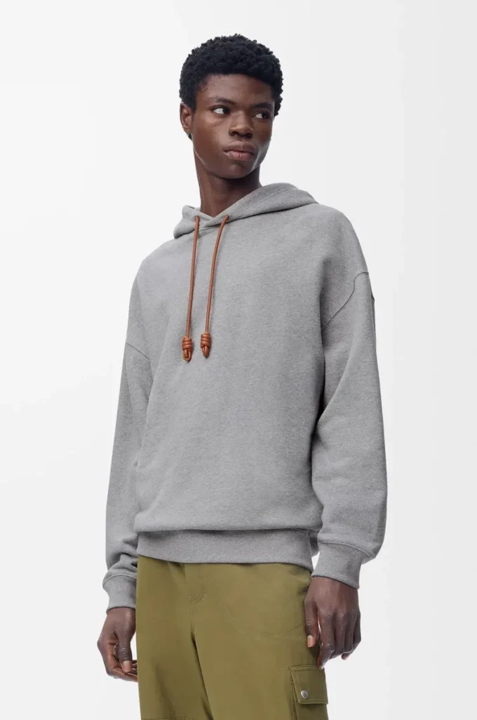 Relaxed fit hoodie in cotton Grey Melange
