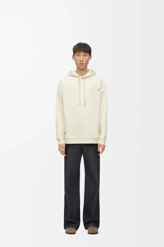 Relaxed fit hoodie in cotton White Ash