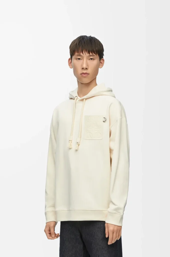 Relaxed fit hoodie in cotton White Ash