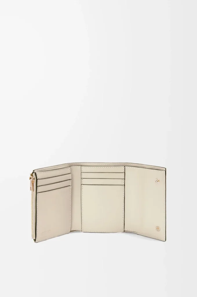 Repeat small vertical wallet in embossed silk calfskin Light Oat Repeat small vertical wallet in embossed silk calfskin Light Oat