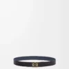 Reversible Anagram belt in smooth calfskin Black/Ocean/Gold
