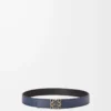 Reversible Anagram belt in smooth calfskin Black/Ocean/Gold