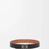 Reversible Anagram belt in smooth calfskin Black/Tan/Palladium