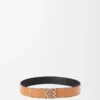 Reversible Anagram belt in smooth calfskin Black/Tan/Palladium