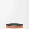 Reversible Anagram belt in smooth calfskin Black/Tan/Palladium