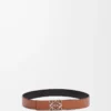 Reversible Anagram belt in smooth calfskin Black/Tan/Palladium