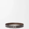 Reversible Anagram belt in smooth calfskin Dark Grey/Dark Cigar/Palladium