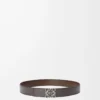 Reversible Anagram belt in smooth calfskin Dark Grey/Dark Cigar/Palladium