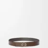 Reversible Anagram belt in smooth calfskin Dark Grey/Dark Cigar/Palladium