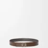 Reversible Anagram belt in smooth calfskin Dark Grey/Dark Cigar/Palladium