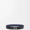 Reversible Anagram belt in smooth calfskin Ocean/Black/Palladium