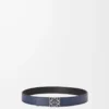 Reversible Anagram belt in smooth calfskin Ocean/Black/Palladium