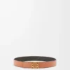 Reversible Anagram belt in smooth calfskin Tan/Black/Gold
