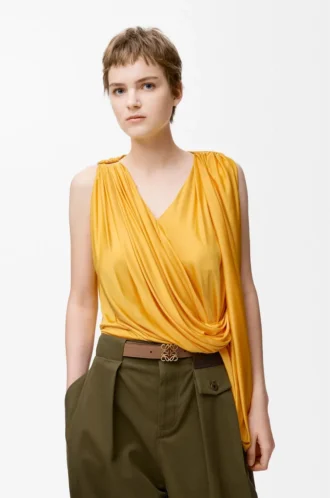 Reversible Anagram Bombé belt in smooth calfskin Mocha/Slate