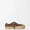 Rio lace-up in suede and raffia Taupe