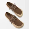 Rio lace-up in suede and raffia Taupe