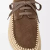 Rio lace-up in suede and raffia Taupe