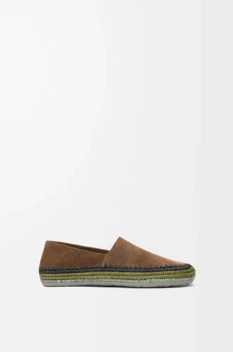 Rio slipper in suede and raffia Brown