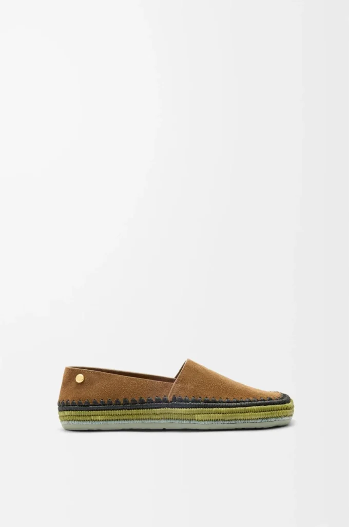 Rio slipper in suede and raffia Brown