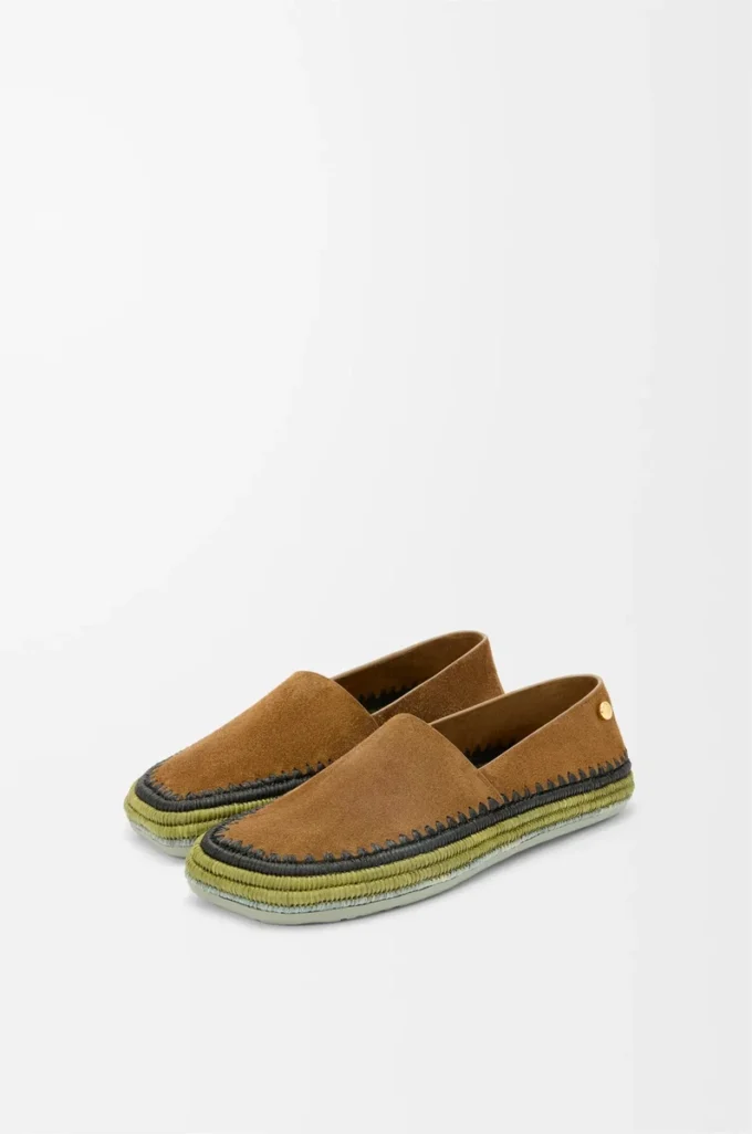 Rio slipper in suede and raffia Brown