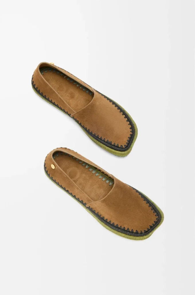 Rio slipper in suede and raffia Brown
