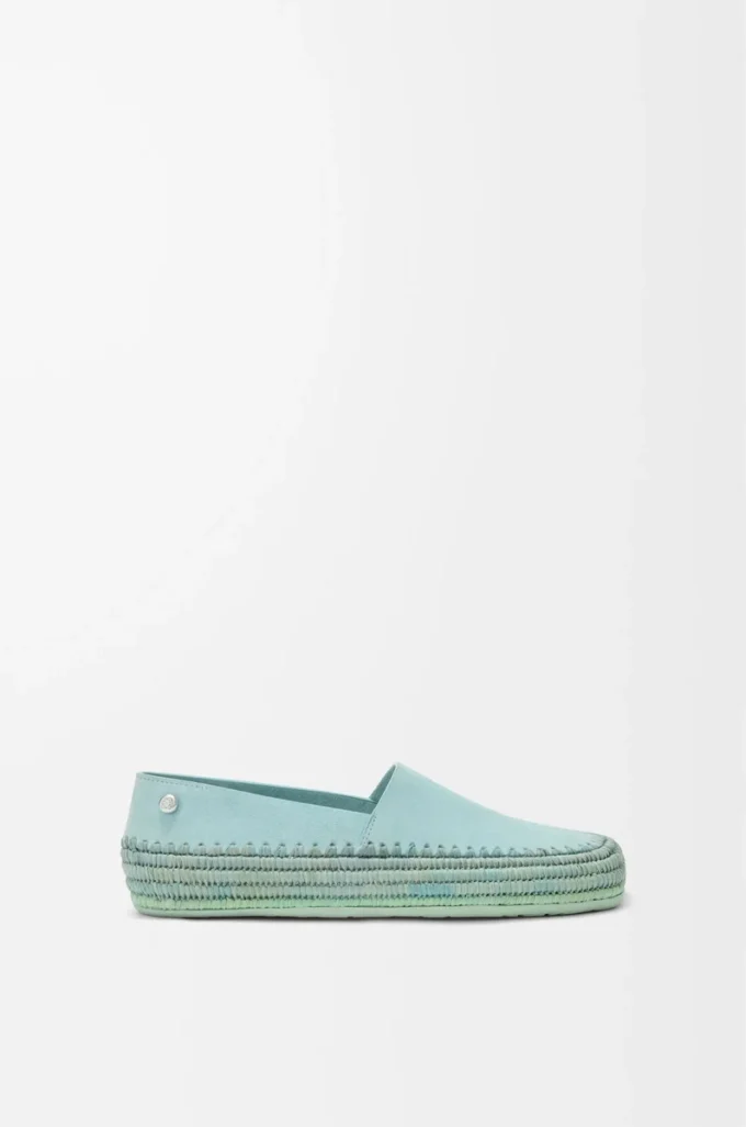 Rio slipper in suede and raffia Light Blue