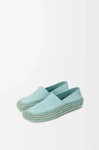 Rio slipper in suede and raffia Light Blue