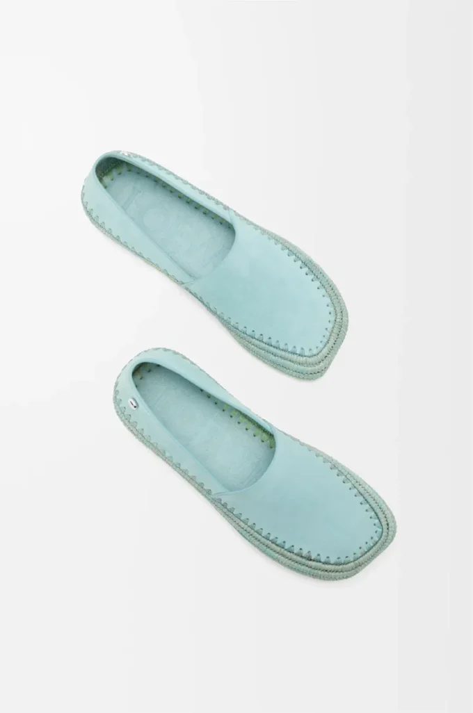 Rio slipper in suede and raffia Light Blue
