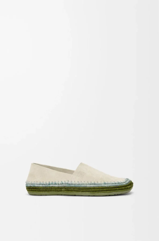 Rio slipper in suede and raffia Light Grey Rio slipper in suede and raffia Light Grey