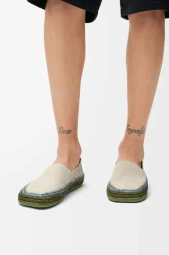 Rio slipper in suede and raffia Light Grey
