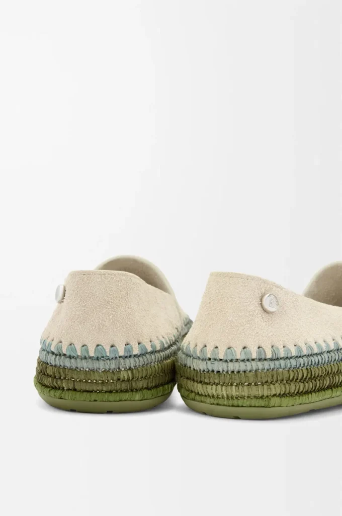 Rio slipper in suede and raffia Light Grey