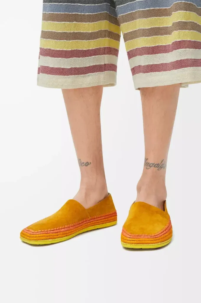 Rio slipper in suede and raffia Orange Rio slipper in suede and raffia Orange